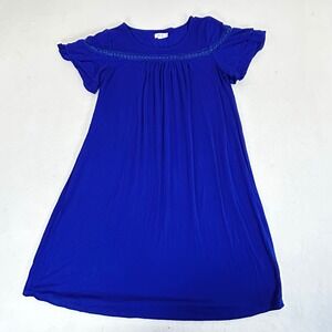 Cupio Womens Dress Small Blue Short Sleeve Casual Tiered Mini Dress